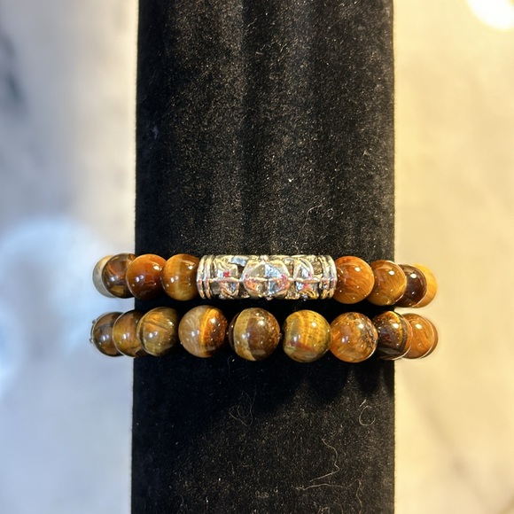 2/$15 Tigers Eye and Natural Stone Beaded Bracelet - Picture 3 of 6